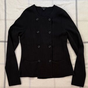 Ann Taylor Black Double-Breasted Cardigan